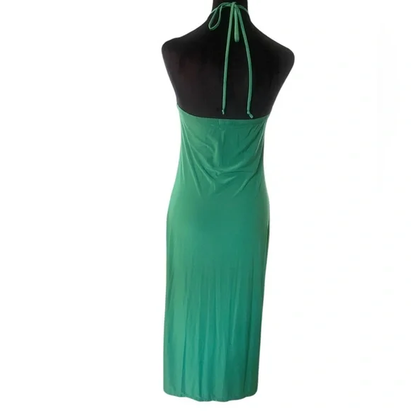 Emerald Green Goddess Halter Dress Top, Large, New - Picture 4 of 7